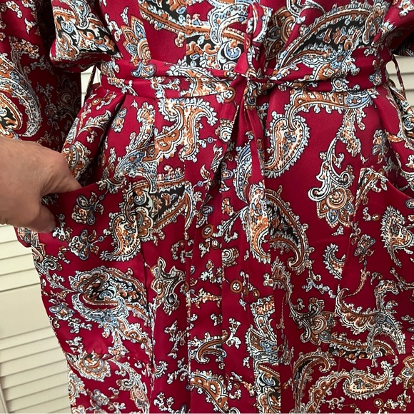 Vintage Paisley Kimono belted Robe with pockets - Picture 4 of 11